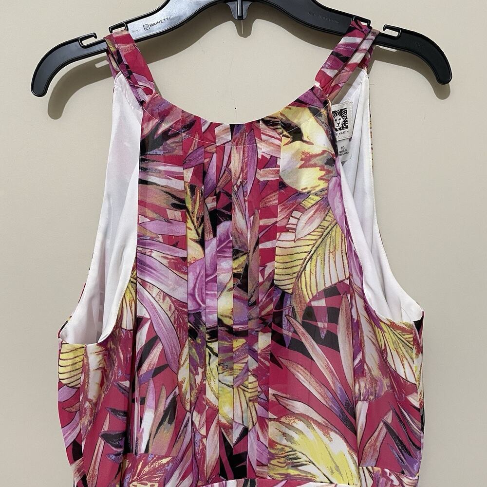 Anne Klein Pink Floral Hawaiian Maxi Dress Tropical Travel Resort Wear Size 10 - Picture 2 of 8